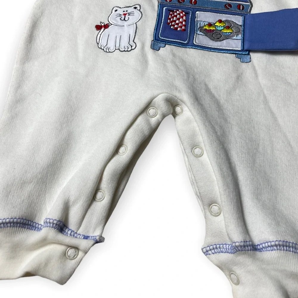 Vintage City Kids NWOT Sweatshirt One Piece Cat Kitchen Unique Embroidered 3/6 M